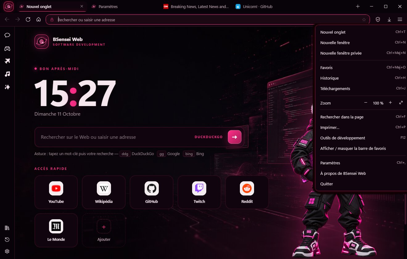 Menu principal de BSensei Web